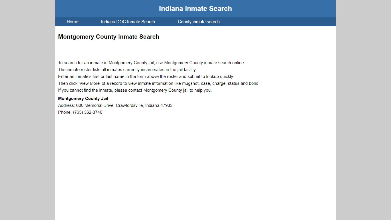 Montgomery County Inmate Search