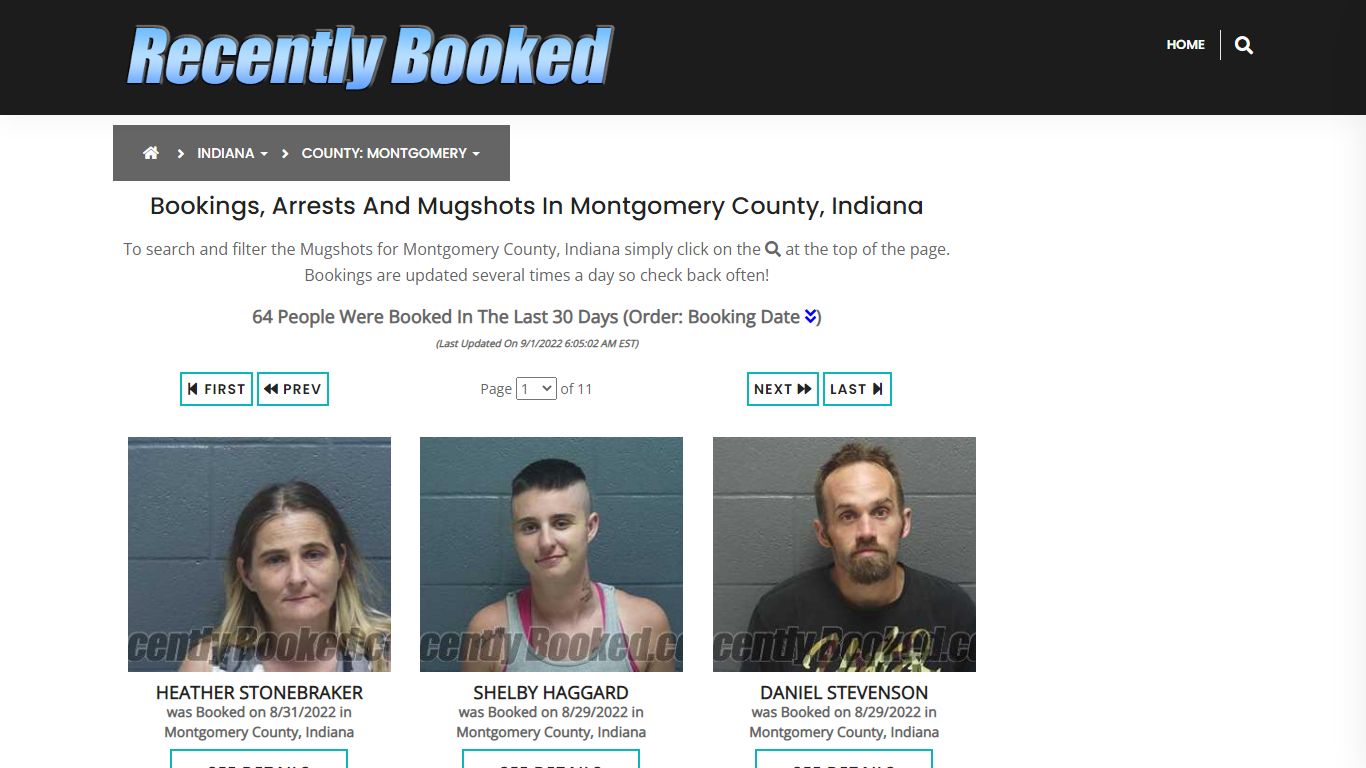 Bookings, Arrests and Mugshots in Montgomery County, Indiana